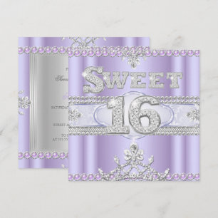 Invitation Diamond Sweet 16 Seize Party Violet Lilas