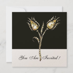 Invitation DIAMOND TULIPS, Champagne Metallic