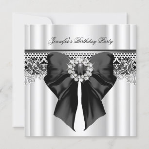 Invitation Diamonds dentelle image Anniversaire fête Noir Bla
