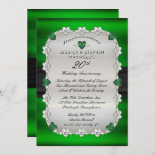 Invitation Diamonds Emeralds Green 20e anniversaire Mariage