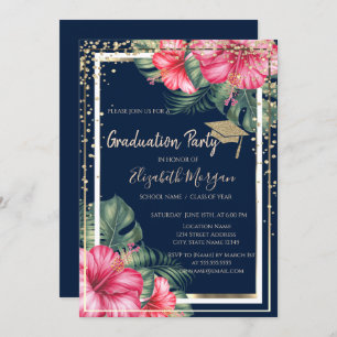 Invitation Diamonds Grad Casquette Hibiscus Marine Blue Gradu