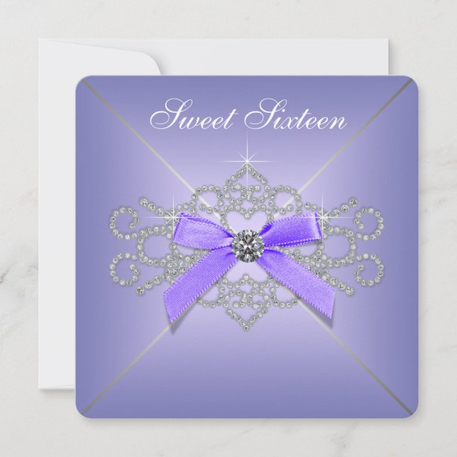 Invitation Diamonds Lavender Sweet 16 Anniversaire (Devant)