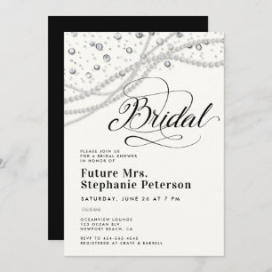 Invitation Diamonds Pearls Black White Chic Mme Fête des mari
