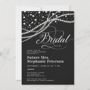 Invitation Diamonds Pearls Future Mme Black Fête des mariées