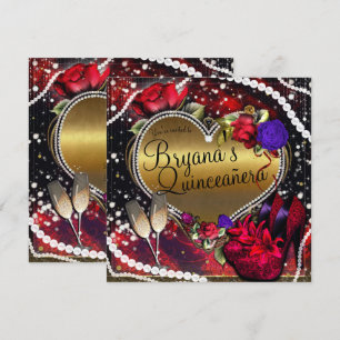 Invitation Diamonds Perles Coeur talons hauts Quinceañera
