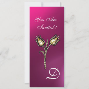 Invitation DIAMONT TULIPS MONOGRAM, Améthyste violet rose