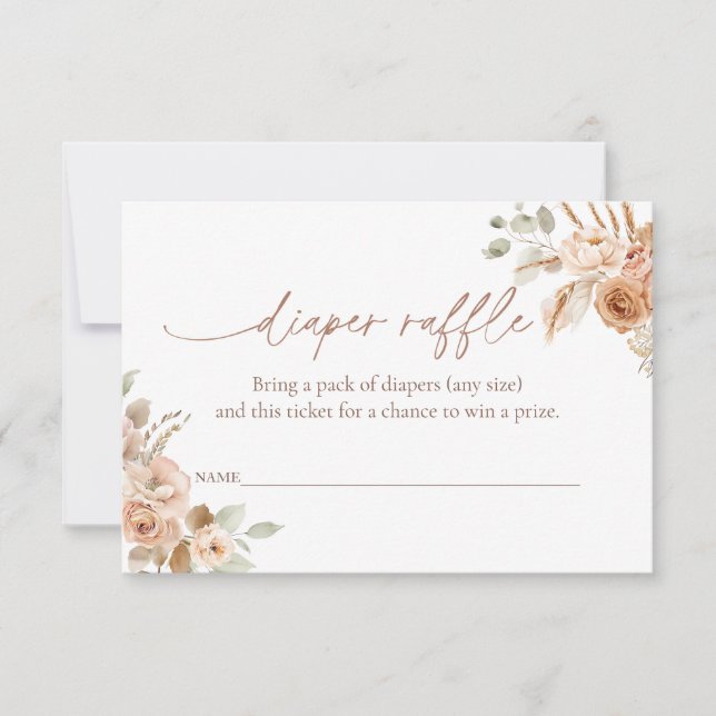 Invitation Diaper Raffle Ticket for Baby Shower Insert Card  (Devant)
