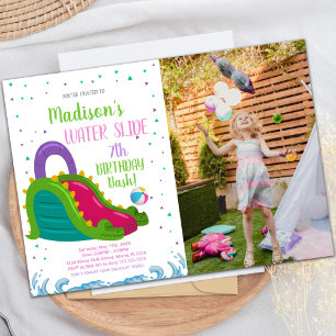 Invitation Diapositive d'eau rose verte Anniversaire