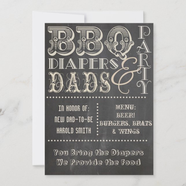 Invitation Diapositives pour barbecue en tableau noir et Baby (Devant)