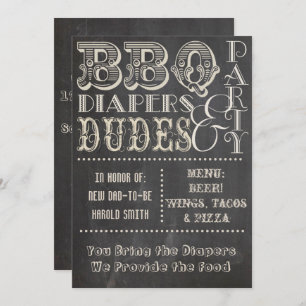 Invitation Diapositives pour barbecue en tableau noir et Baby
