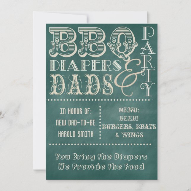 Invitation Diapositives pour barbecue en tableau noir et Baby (Devant)
