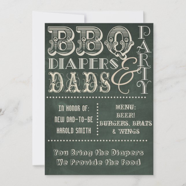 Invitation Diapositives pour barbecue en tableau noir et Baby (Devant)