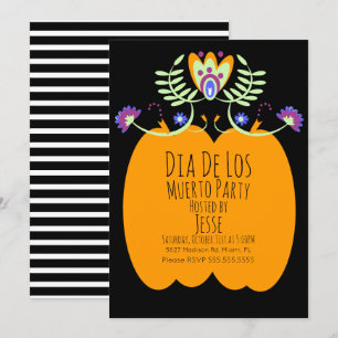 Invitation Dias De Los Muerto Citrouille Folk Flor