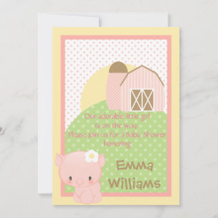 Invitation Diddels Farm Pig Baby shower Invitation-Pink-Blue