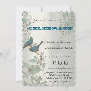 Invitation Die Cut Bluebirds assis dans un Mariage d'arbre