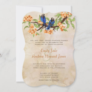 Invitation Die Cut Coral Marine Vintage Inséparable Tea Stain