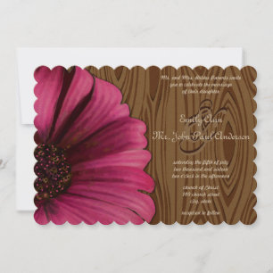 Invitation Die Cut Fuchsia Gerber Daisy Mariage de grains de 