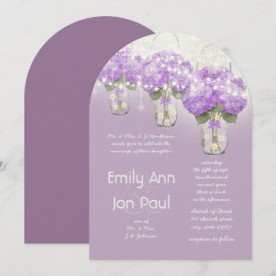 Invitation Die Cut Rayon Purple Mason Jar Mariage