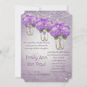 Invitation Die Cut Rayon Purple Mason Jar Mariage