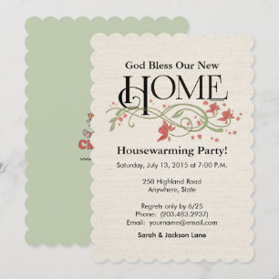 Invitation Dieu bénisse notre maison : Personnalisé