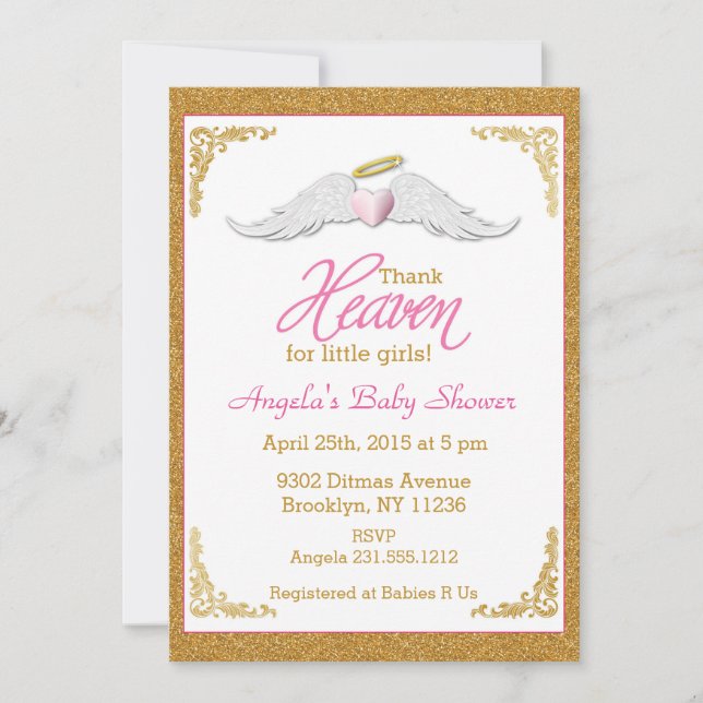 Invitation Dieu merci pour le Baby shower des petites filles (Devant)