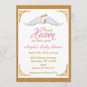 Invitation Dieu merci pour le Baby shower des petites filles
