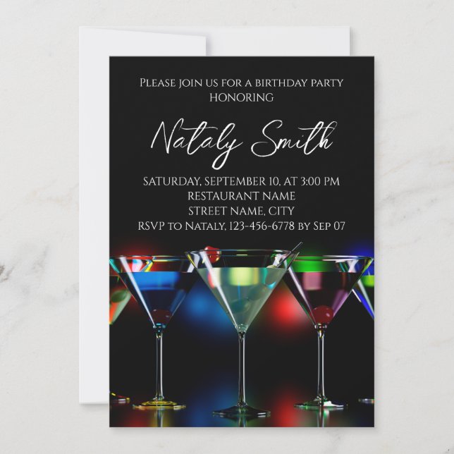 Invitation Différents cocktails dans des verres à martini ave (Devant)