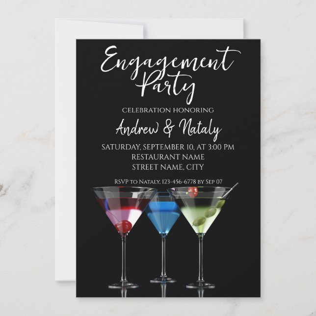 Invitation Différents cocktails dans des verres à martini sur (Devant)