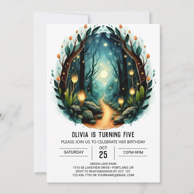 Invitation Digital Adventure Nature Woodland Anniversaire (Devant)