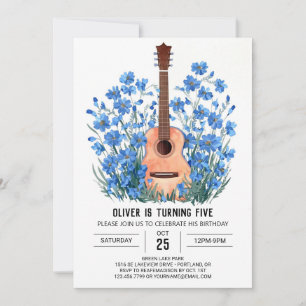 Invitation Digital Blue Guitar Boy Anniversaire