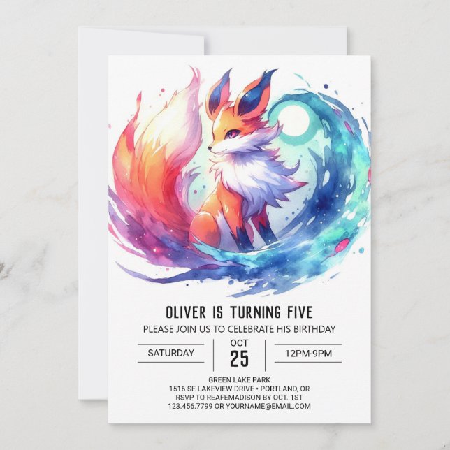 Invitation Digital Chic Fox Anniversaire (Devant)