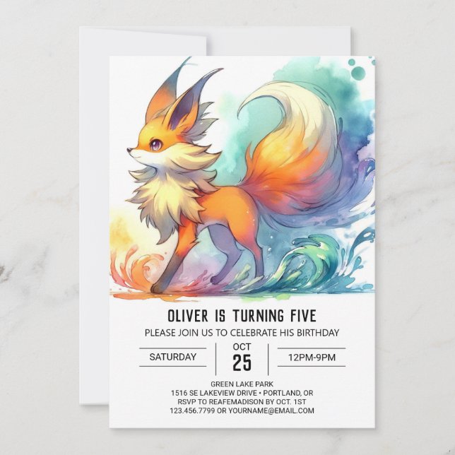 Invitation Digital Chic Fox Anniversaire (Devant)