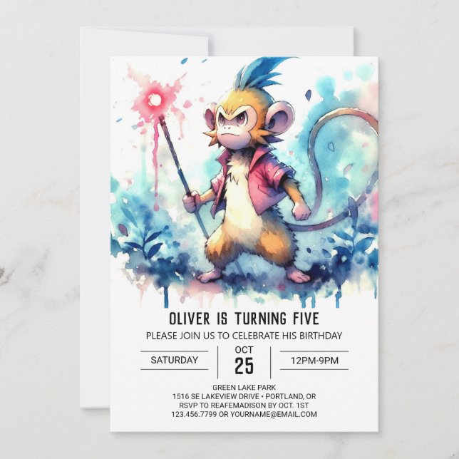 Invitation Digital Chic Singe Anniversaire (Devant)