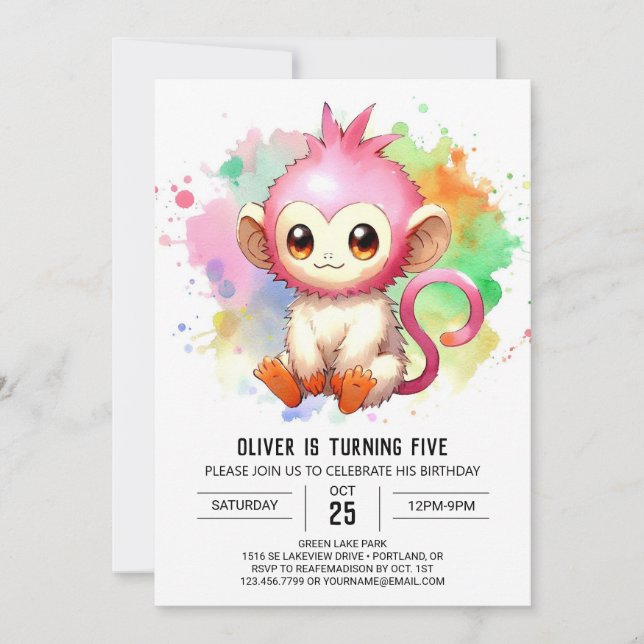 Invitation Digital Chic Singe Anniversaire (Devant)