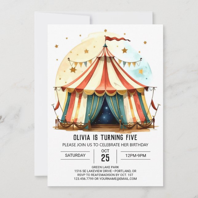 Invitation Digital Colorful Circus Anniversaire (Devant)