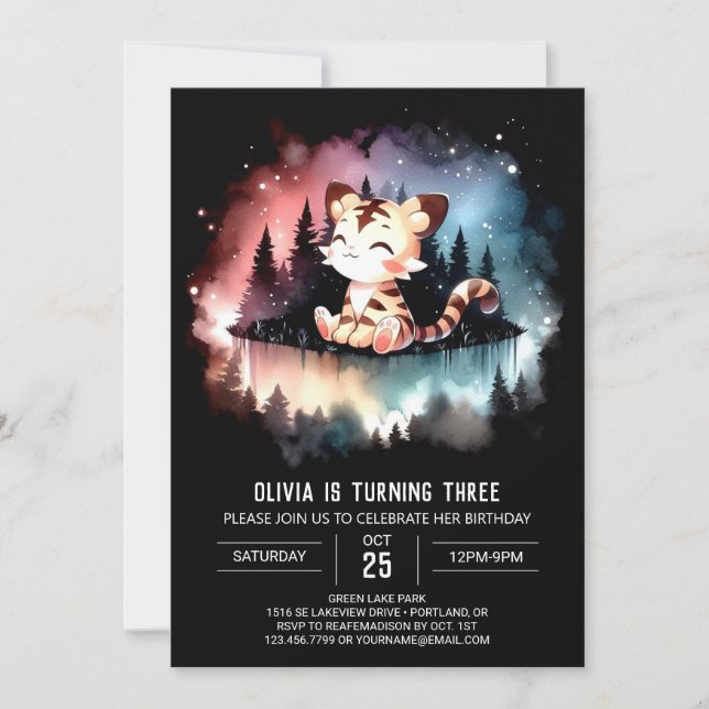 Invitation Digital Dreamy Tiger Anniversaire (Devant)