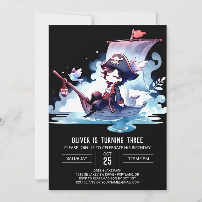 Invitation Digital Elegant Pirate Anniversaire (Devant)