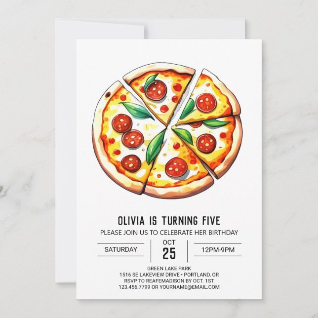 Invitation Digital Elegant Pizza Anniversaire (Devant)