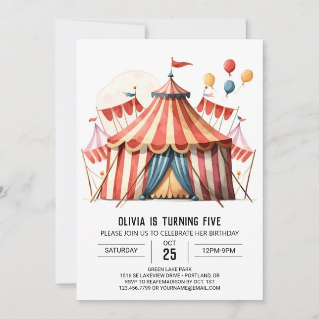 Invitation Digital Pastel Magic Circus Anniversaire (Devant)