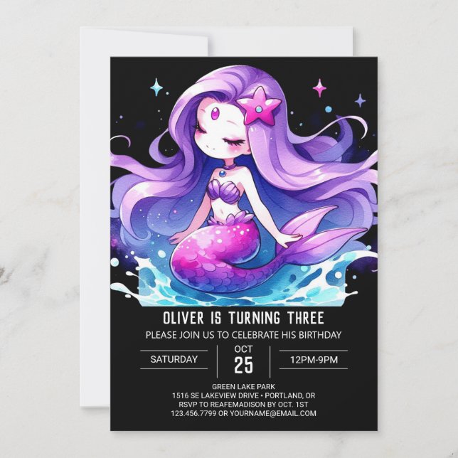Invitation Digital Under the Sea Mermaid Anniversaire (Devant)