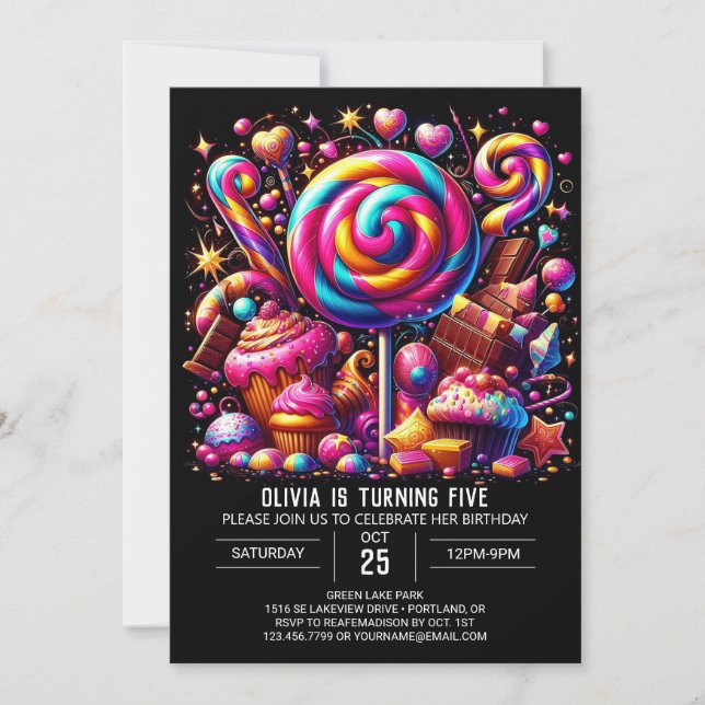 Invitation Digital Whimsical Candyland Digital Anniversaire (Devant)