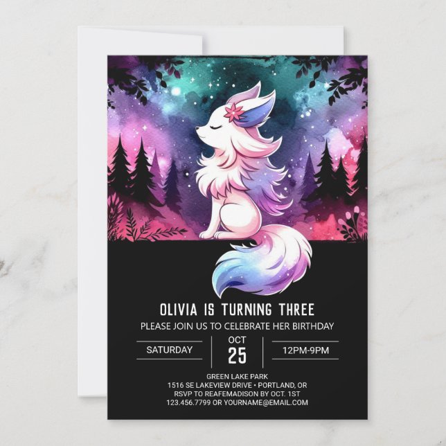 Invitation Digital Whimsical Wolf Birthday (Devant)