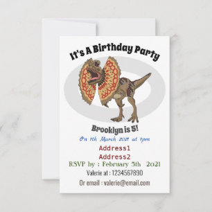 Invitation Dilophosaurus dessin animé