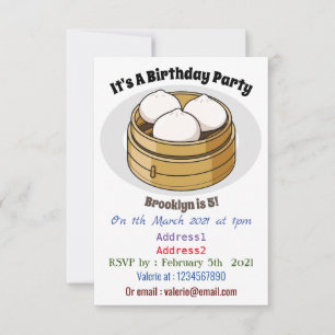 Invitation Dim sum dessin animé