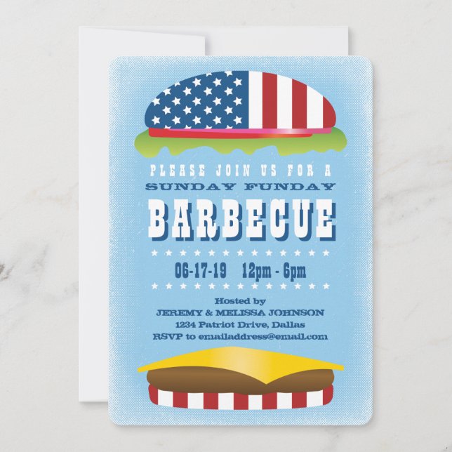 Invitation Dimanche Funday Patriotic Burger Barbecue (Devant)