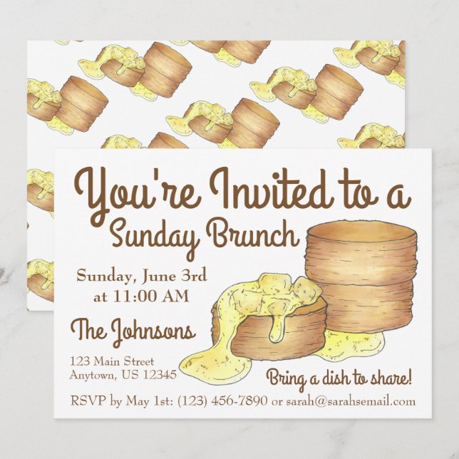 Invitation Dimanche Petit Déjeuner Brunch Biscuits Saucisse G (Devant / Derrière)