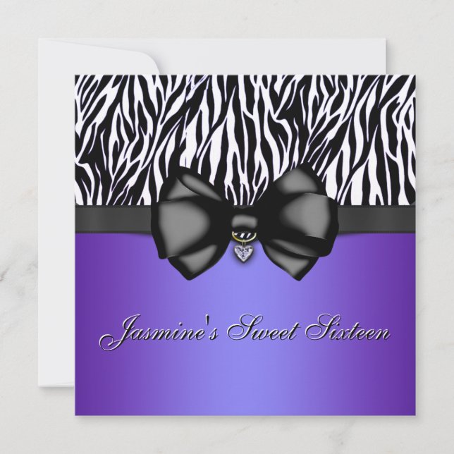 Invitation d'impression Chic Bowe Zebra [Purple] (Devant)