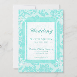 Invitation d'impression turquoise verte vintage da