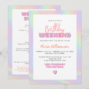 Invitation DINA Holographic Space Cowgirl Anniversaire
