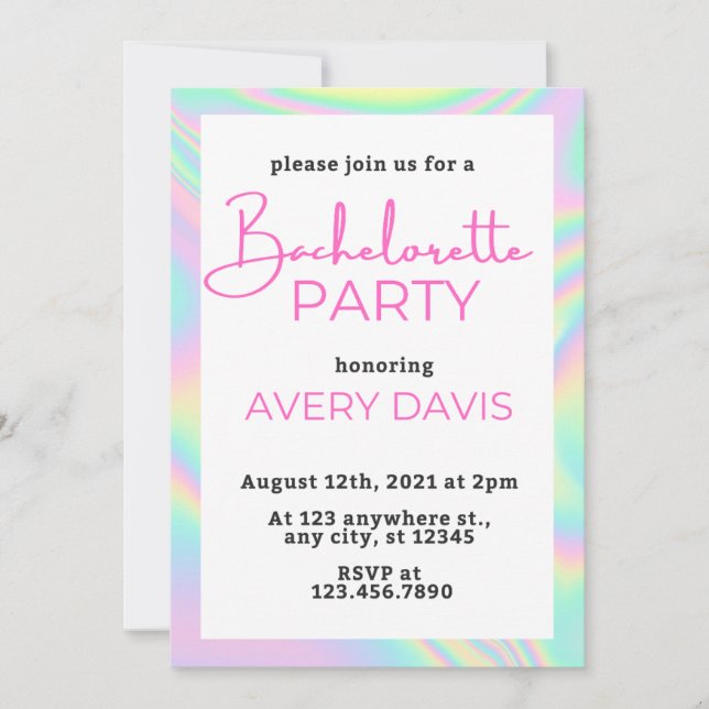 Invitation DINA Holographic Space Cowgirl Bachelorette Party (Devant)